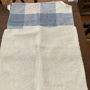 Pottery Barn Euro blue white checkered pattern fleece shams x 2